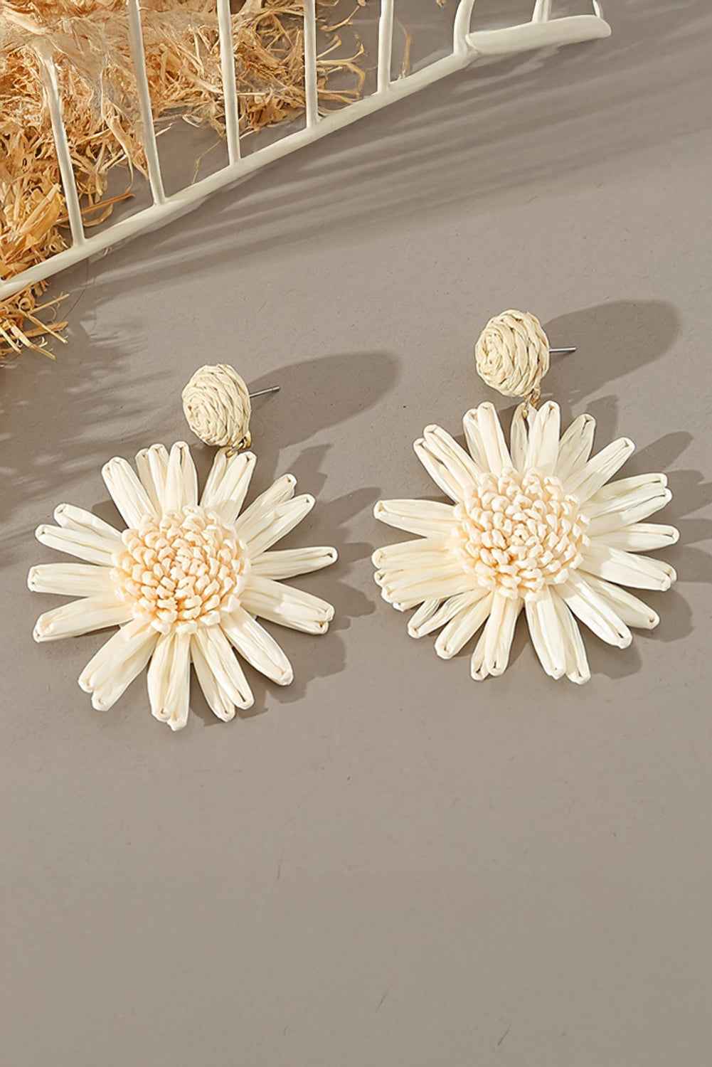 White Boho Flower Drop Earrings