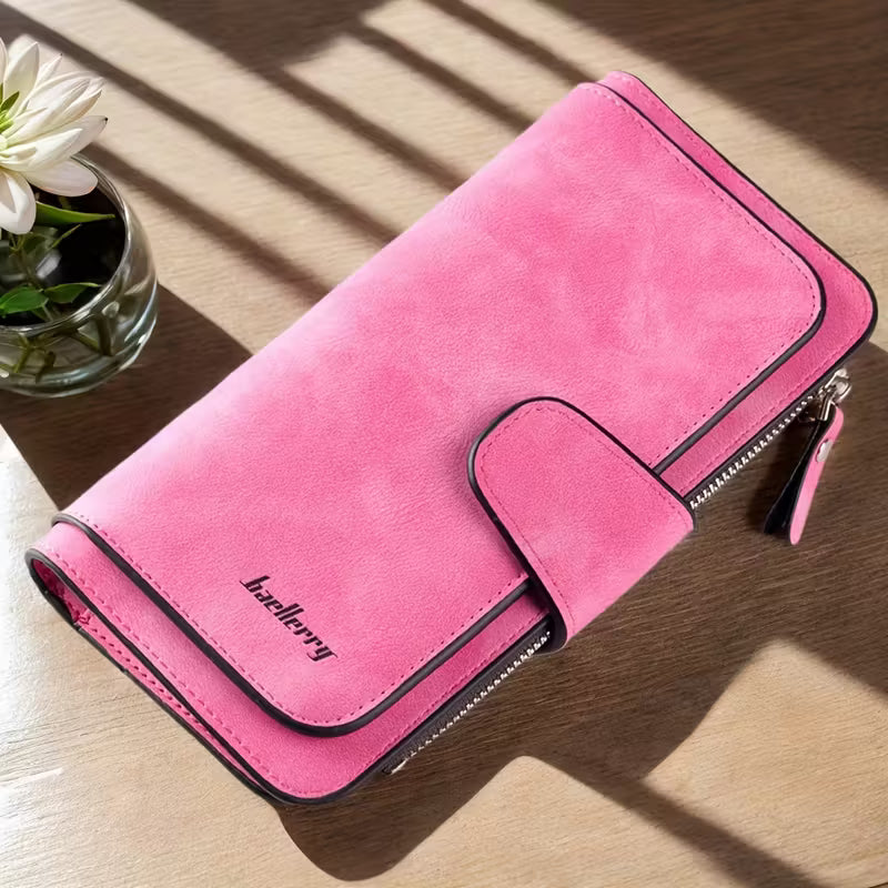 Vintage Faux Leather Long Wallet – Trifold Credit Card Holder with Snap & Zipper by DailySale