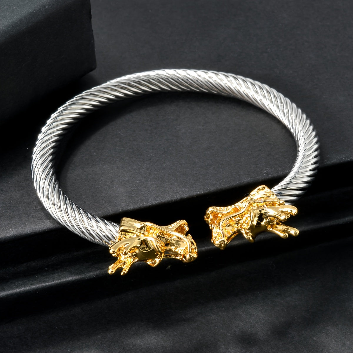 Double Dragon Copper Bracelet – Rock & Hip-Hop Style, Unisex by DailySale