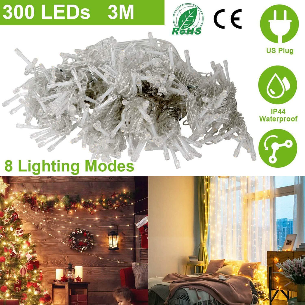 3M 300 LEDs String Curtain Light with Remote by DailySale