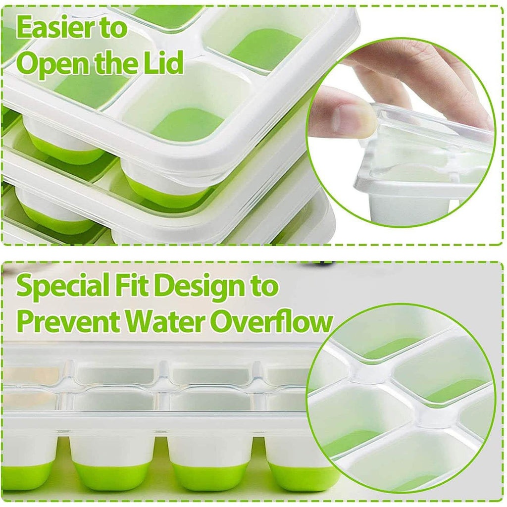 4-Pack: Easy-Release Silicone & Flexible 14-Ice Cube Trays with Spill-Resistant Removable Lid by DailySale
