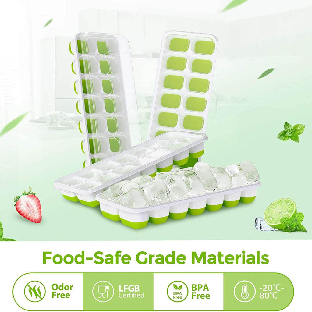 4-Pack: Easy-Release Silicone & Flexible 14-Ice Cube Trays with Spill-Resistant Removable Lid by DailySale