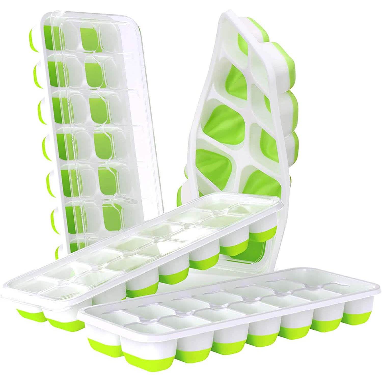 4-Pack: Easy-Release Silicone & Flexible 14-Ice Cube Trays with Spill-Resistant Removable Lid by DailySale