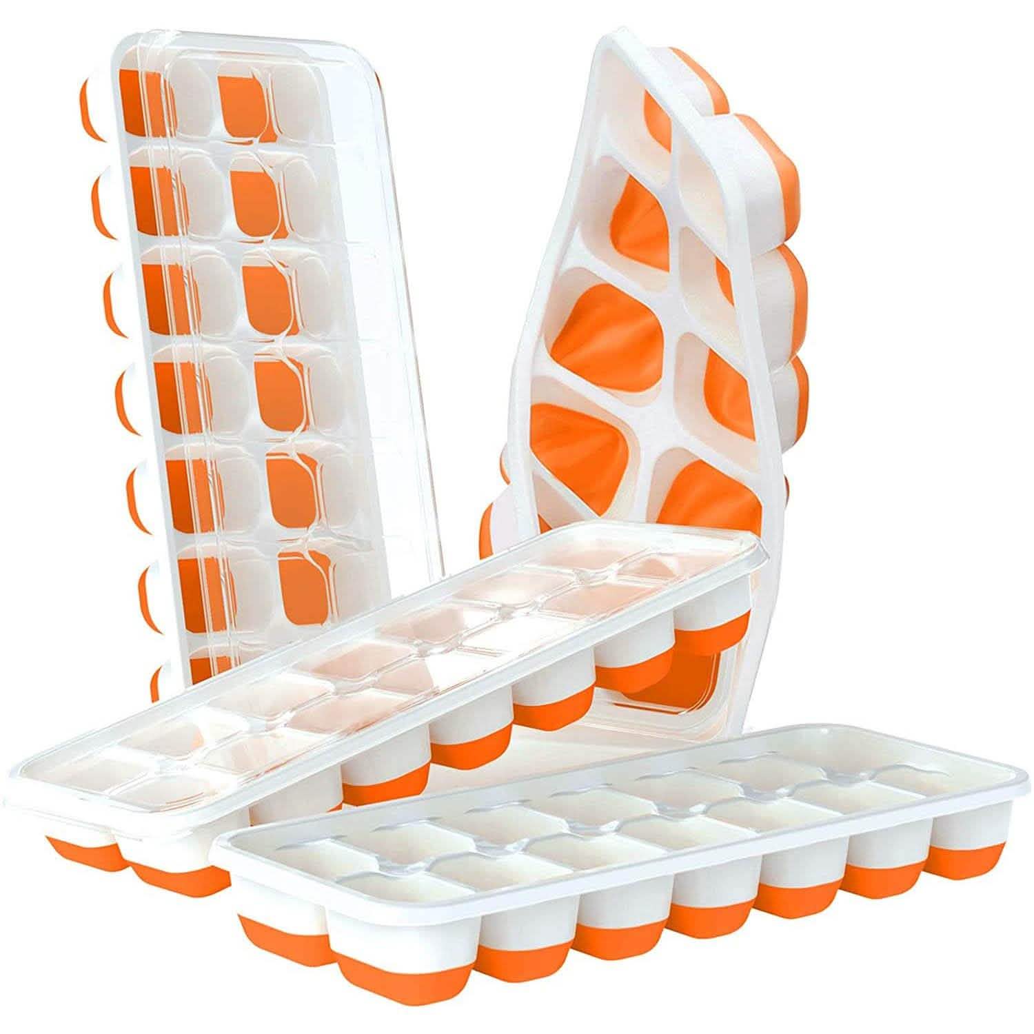 4-Pack: Easy-Release Silicone & Flexible 14-Ice Cube Trays with Spill-Resistant Removable Lid by DailySale