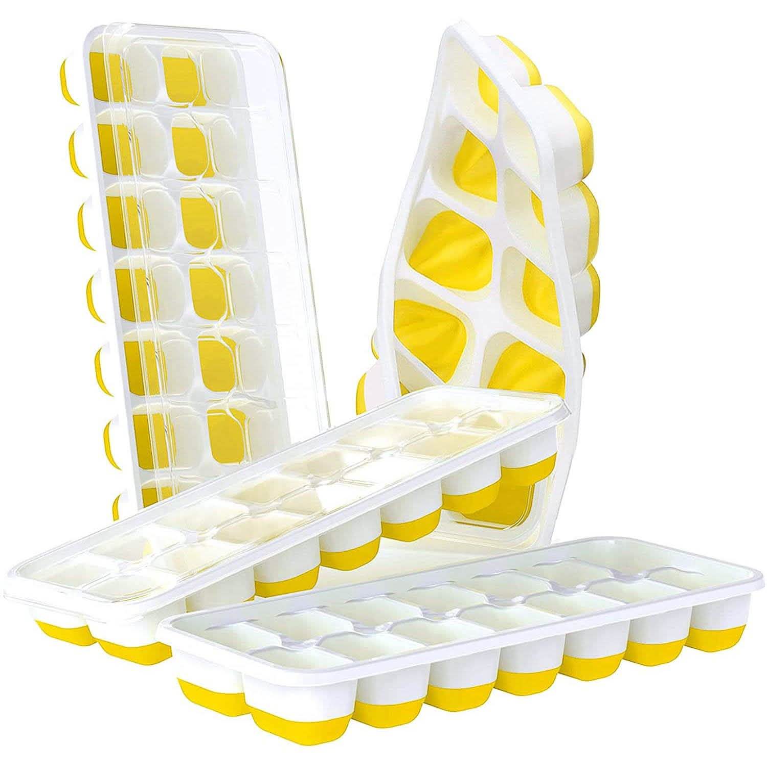 4-Pack: Easy-Release Silicone & Flexible 14-Ice Cube Trays with Spill-Resistant Removable Lid by DailySale