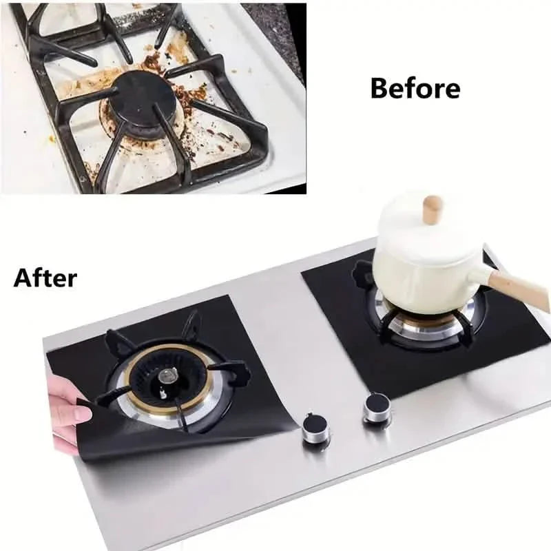 4-Pack: Gas Stove Burner Covers - Reusable Non-Stick PVC Stovetop Protector Liners by DailySale