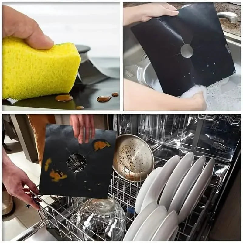 4-Pack: Gas Stove Burner Covers - Reusable Non-Stick PVC Stovetop Protector Liners by DailySale