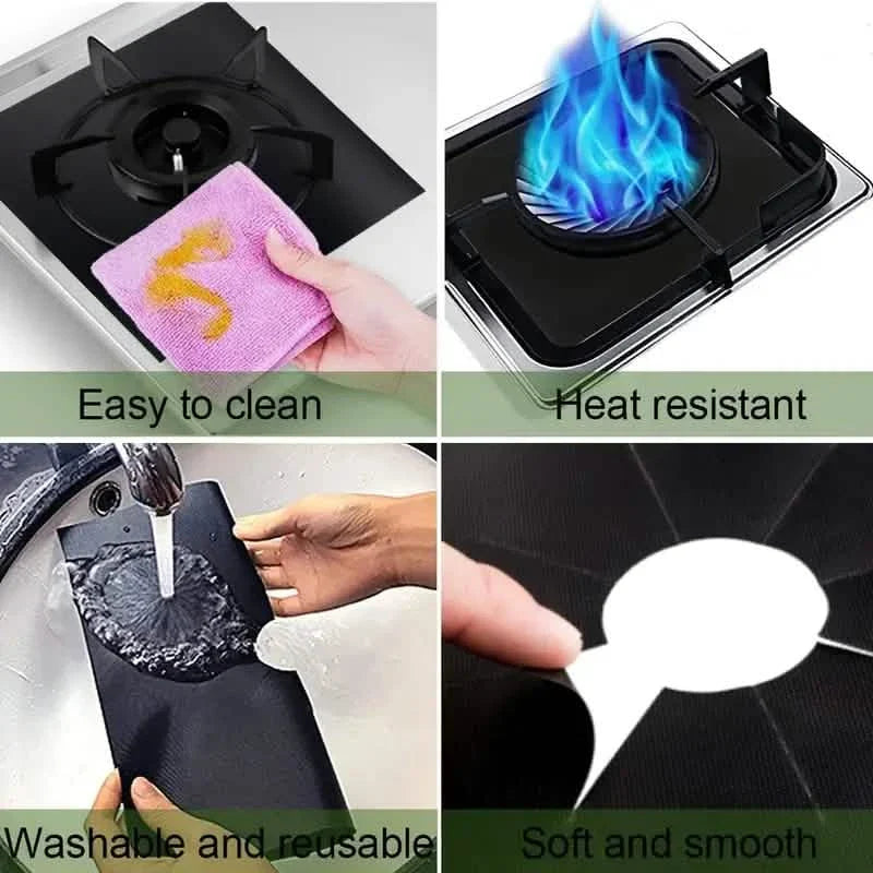 4-Pack: Gas Stove Burner Covers - Reusable Non-Stick PVC Stovetop Protector Liners by DailySale