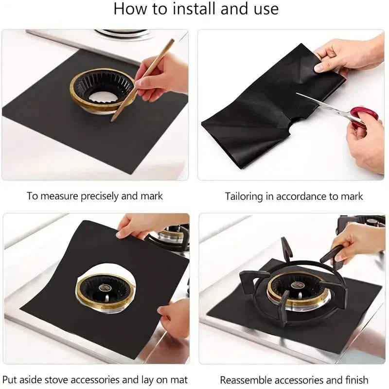 4-Pack: Gas Stove Burner Covers - Reusable Non-Stick PVC Stovetop Protector Liners by DailySale