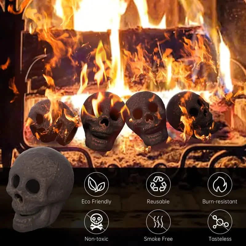 4-Pack: Halloween Fire Pit Skull Ceramic Props by DailySale