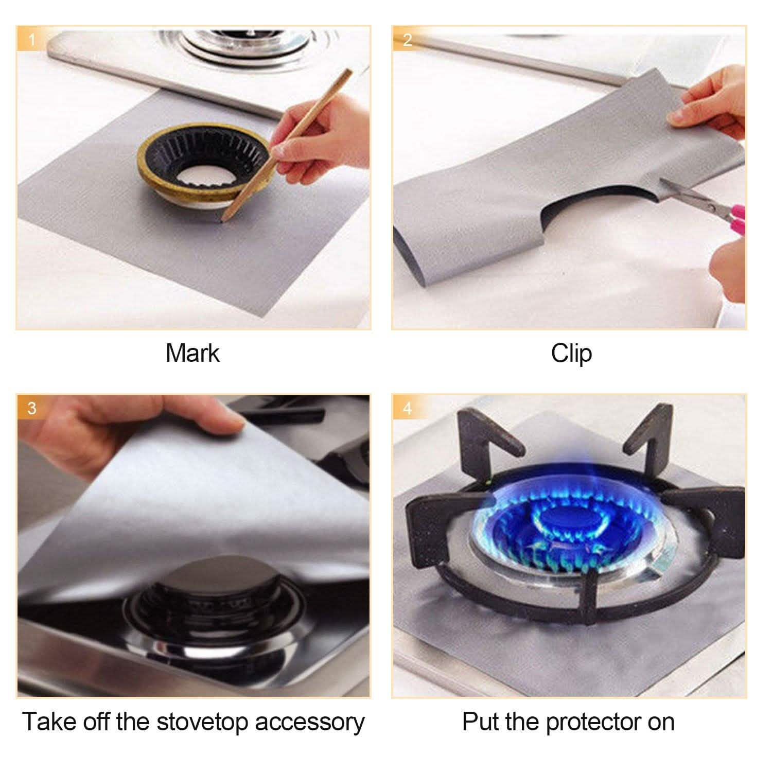 4-Pack: Reusable Nonstick Overtop Burner Protector Liner by DailySale