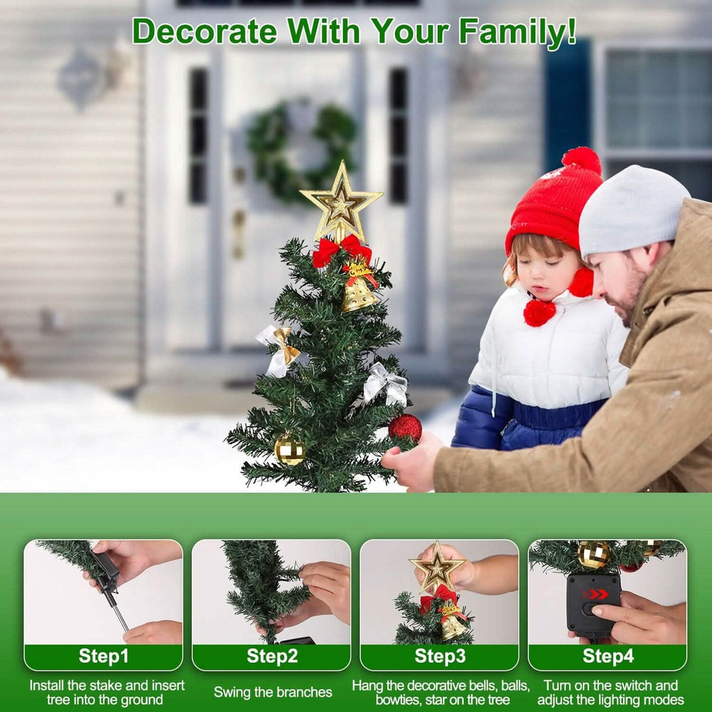 4-Pack: Solar Christmas Tree Lights Garden Decorations by DailySale