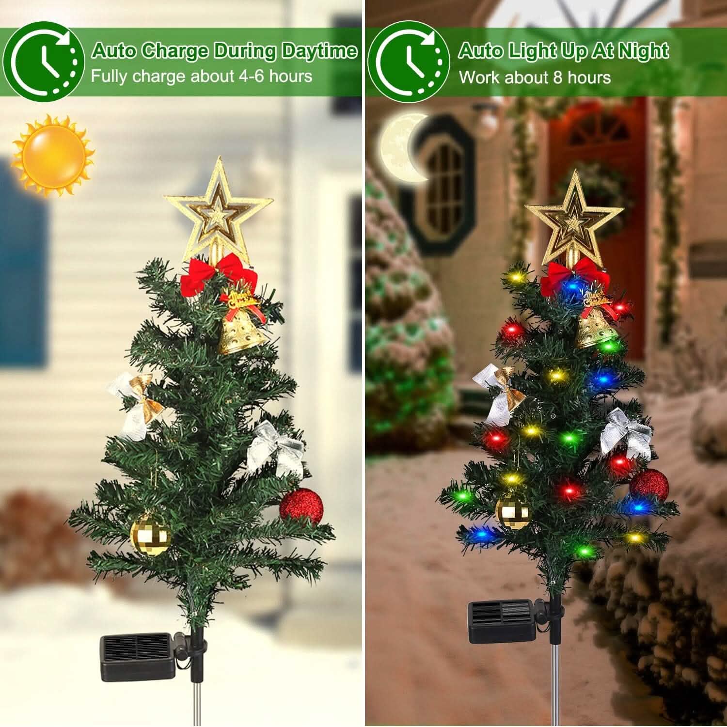 4-Pack: Solar Christmas Tree Lights Garden Decorations by DailySale