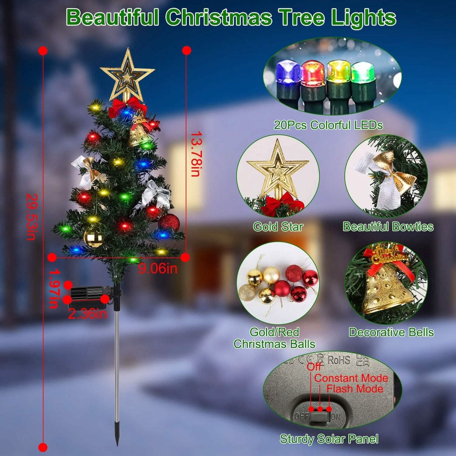 4-Pack: Solar Christmas Tree Lights Garden Decorations by DailySale