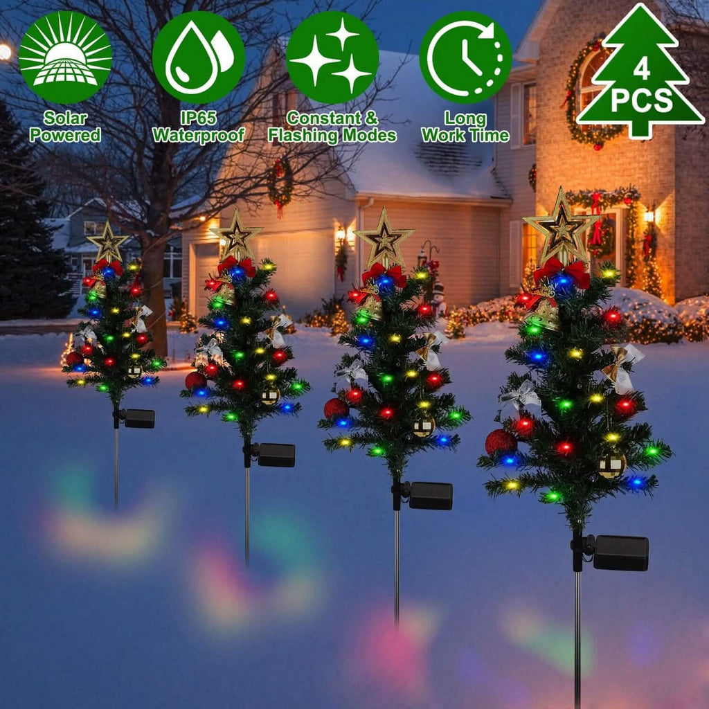 4-Pack: Solar Christmas Tree Lights Garden Decorations by DailySale