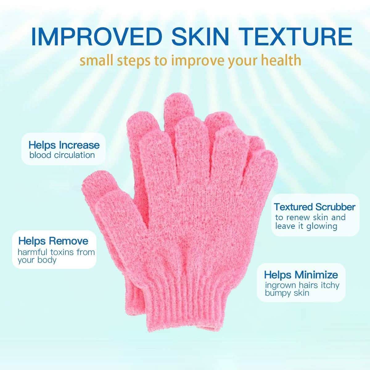 4-Pairs: Exfoliating Gloves - Premium Scrub Wash Mitt for Bath or Shower by DailySale