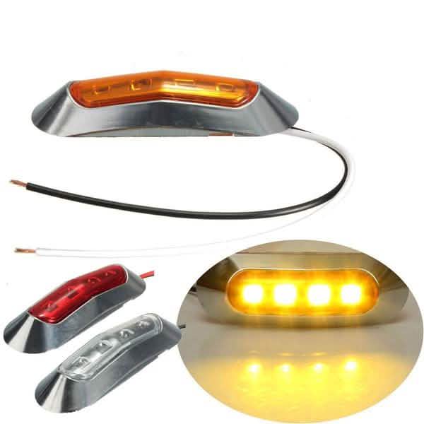 4-Piece: 12V-24V 4 LED Side Marker Indicator Lights by DailySale