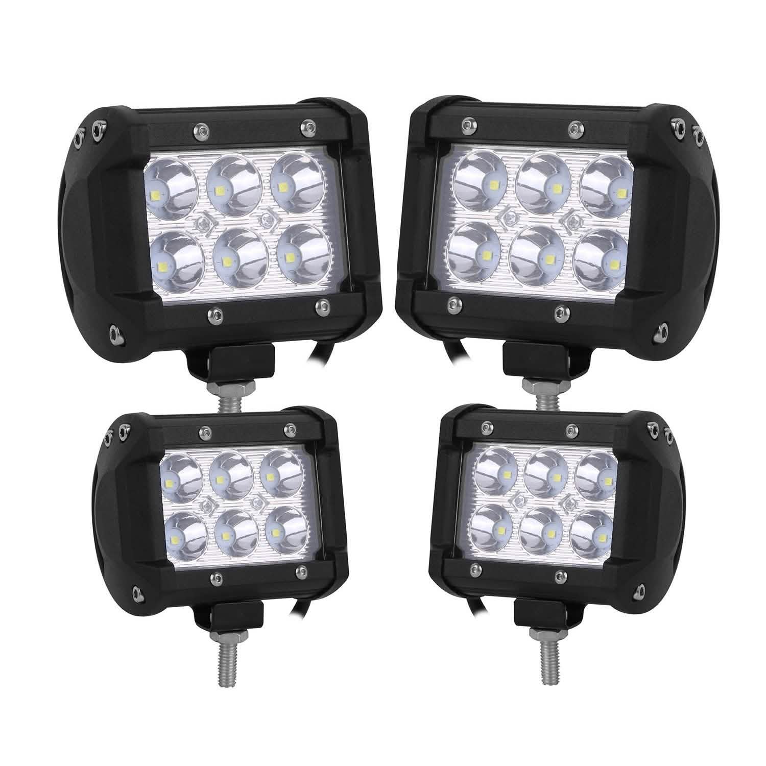 4-Piece: 4” 18W Dual Row LED Spot Light Pod by DailySale