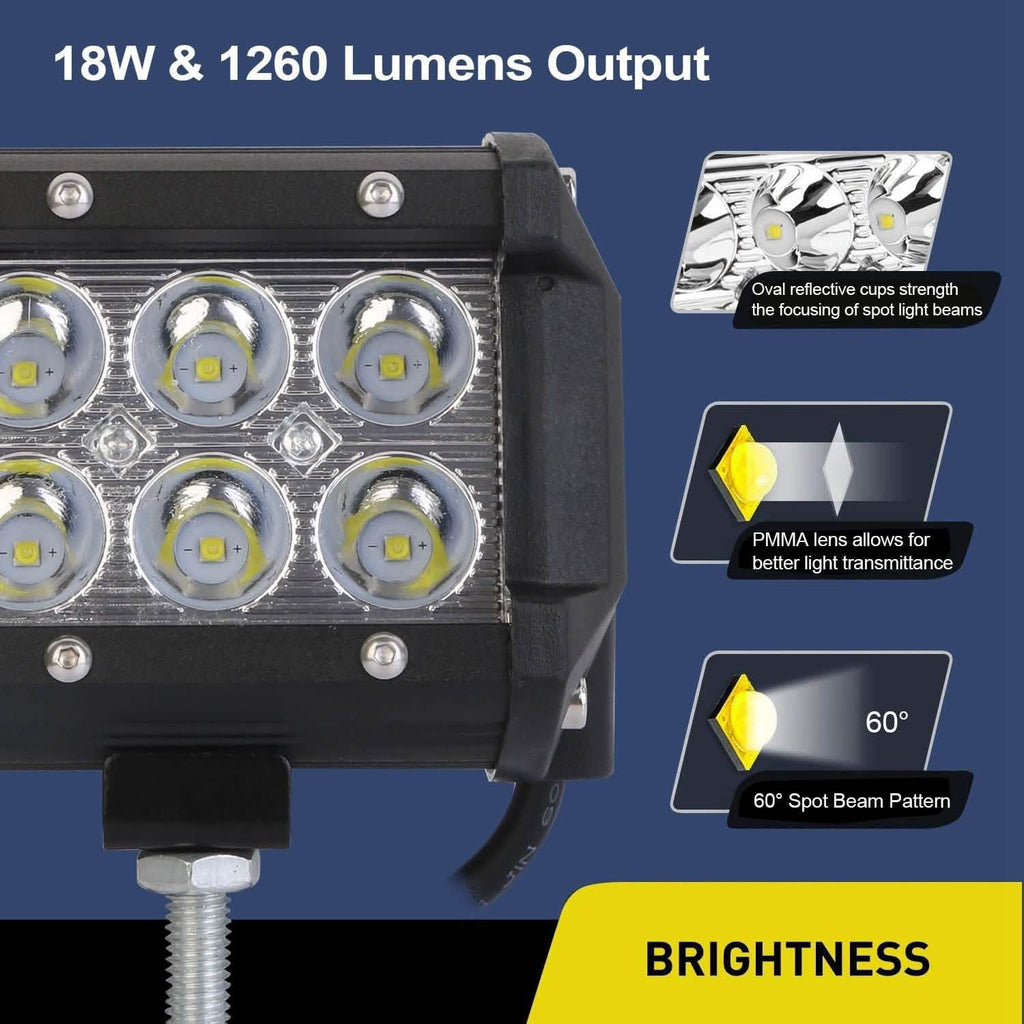 4-Piece: 4” 18W Dual Row LED Spot Light Pod by DailySale