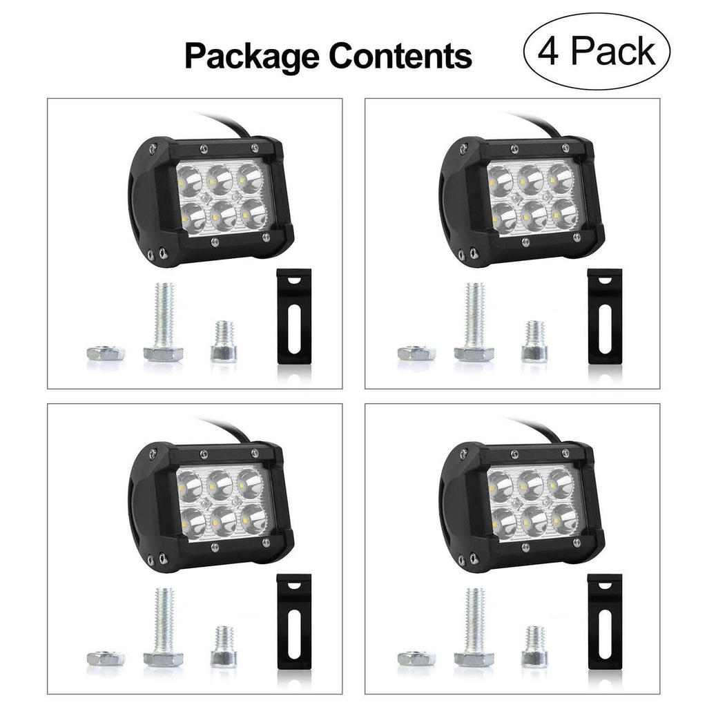 4-Piece: 4” 18W Dual Row LED Spot Light Pod by DailySale