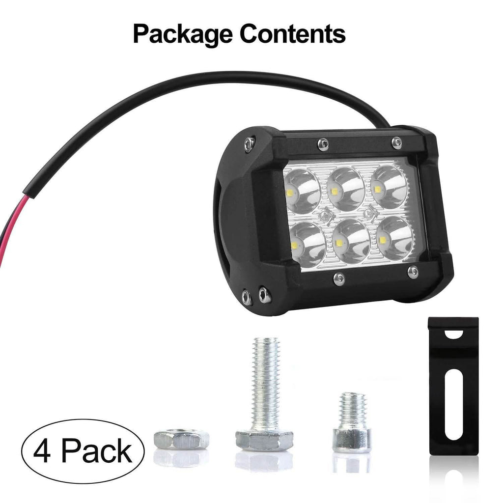 4-Piece: 4” 18W Dual Row LED Spot Light Pod by DailySale