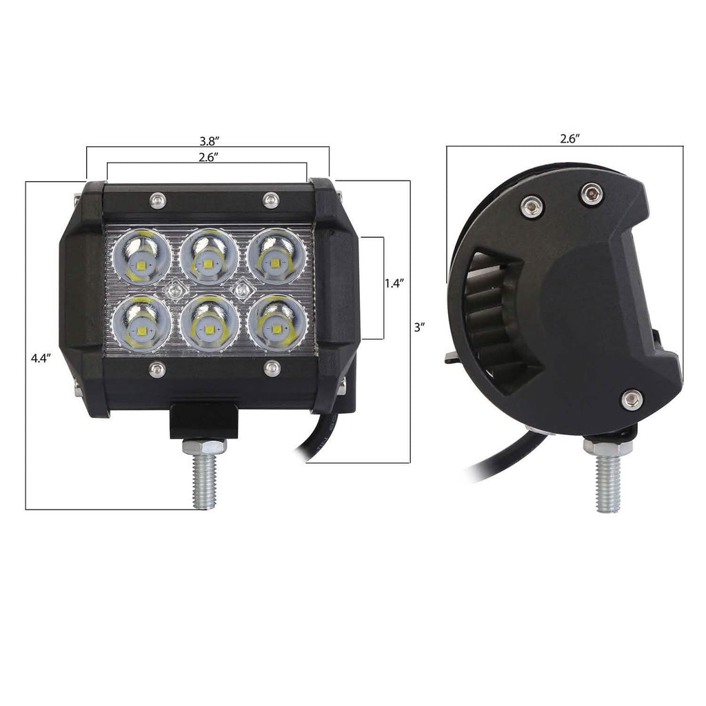 4-Piece: 4” 18W Dual Row LED Spot Light Pod by DailySale