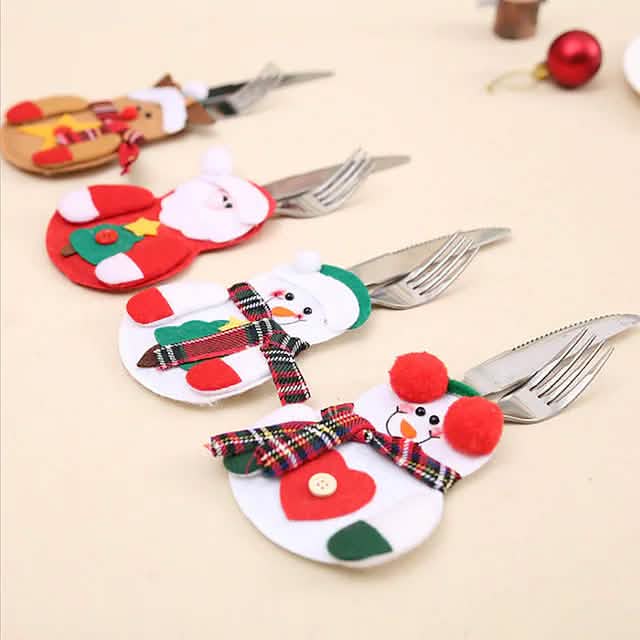 4-Piece: Holiday Tableware Sets Christmas Knife And Fork Bags by DailySale