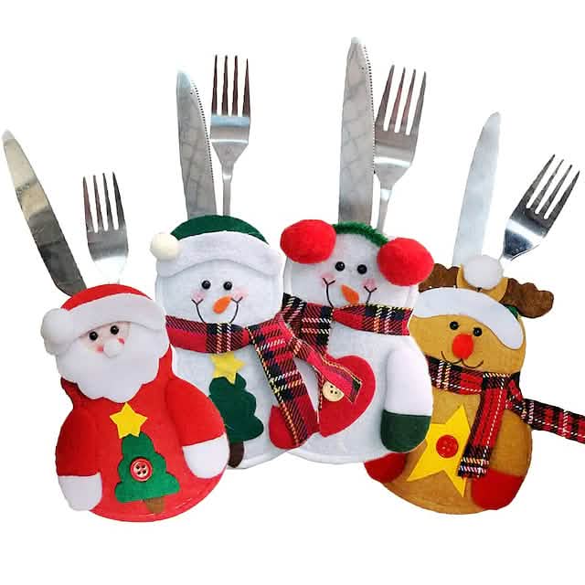 4-Piece: Holiday Tableware Sets Christmas Knife And Fork Bags by DailySale