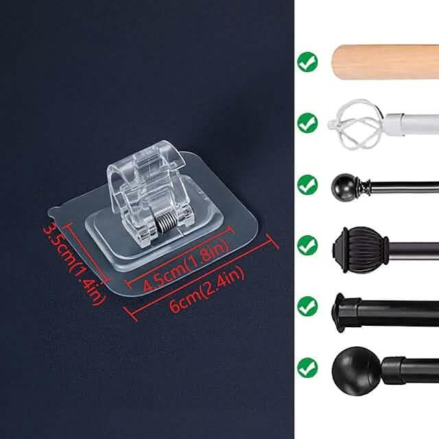 4-Piece: No Drill Curtain Rod Hook Holder by DailySale