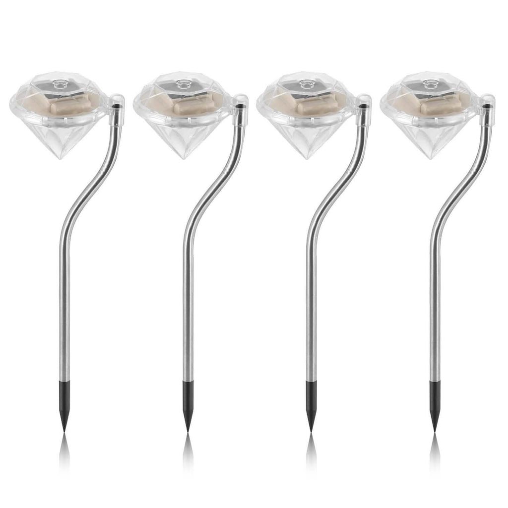 4-Piece: Solar Diamond LED Light Pathway Stake Decorative Lamp by DailySale