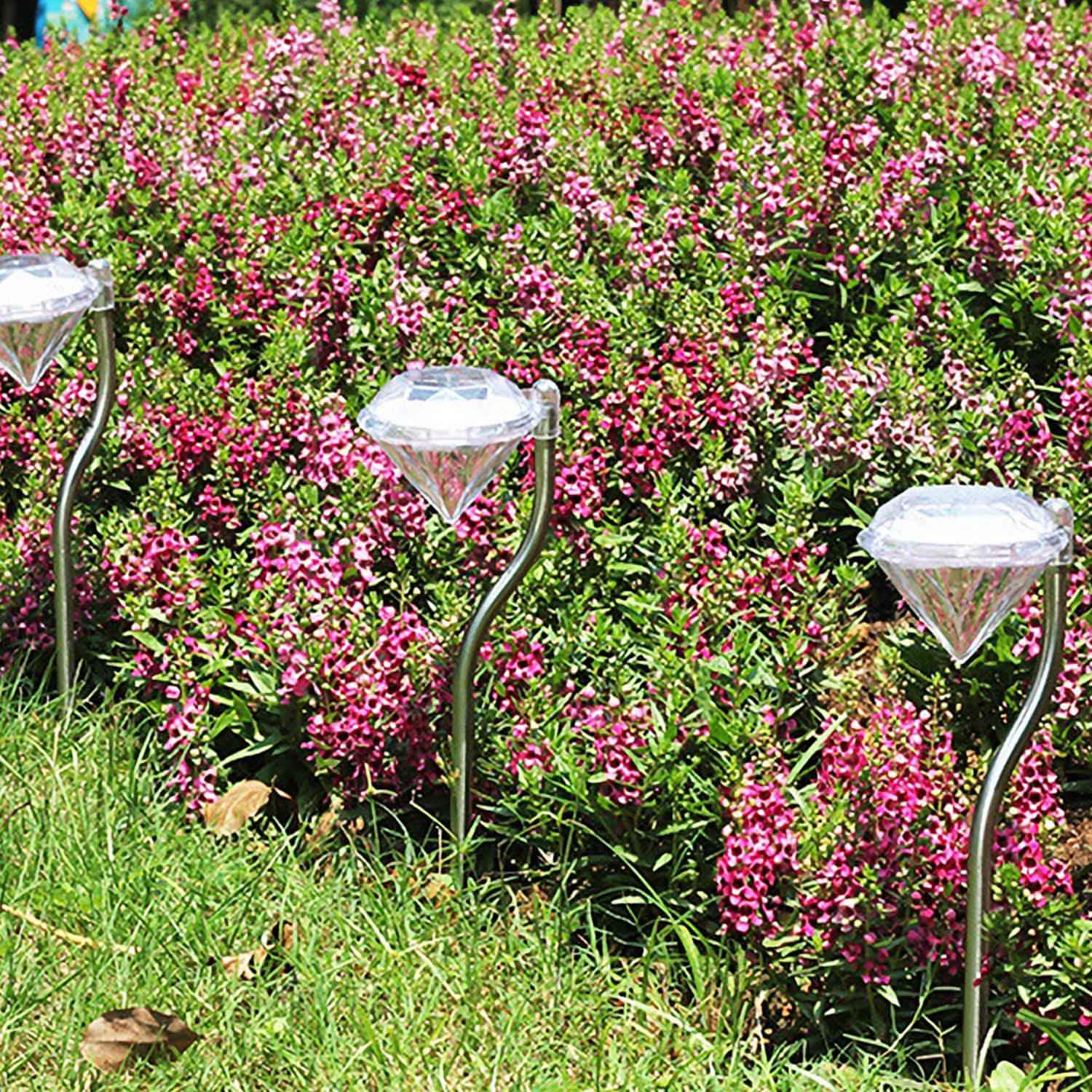 4-Piece: Solar Diamond LED Light Pathway Stake Decorative Lamp by DailySale
