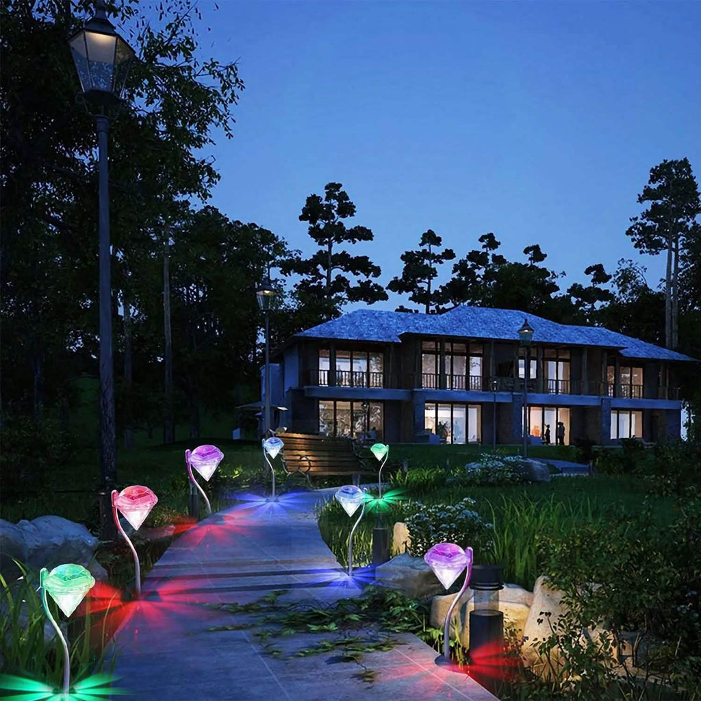 4-Piece: Solar Diamond LED Light Pathway Stake Decorative Lamp by DailySale