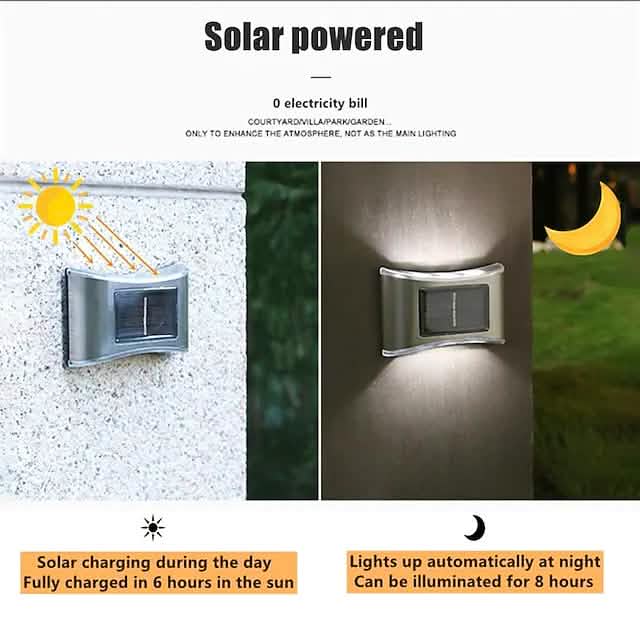 4-Piece: Solar Outdoor 6 LED Waterproof Wall Lights by DailySale