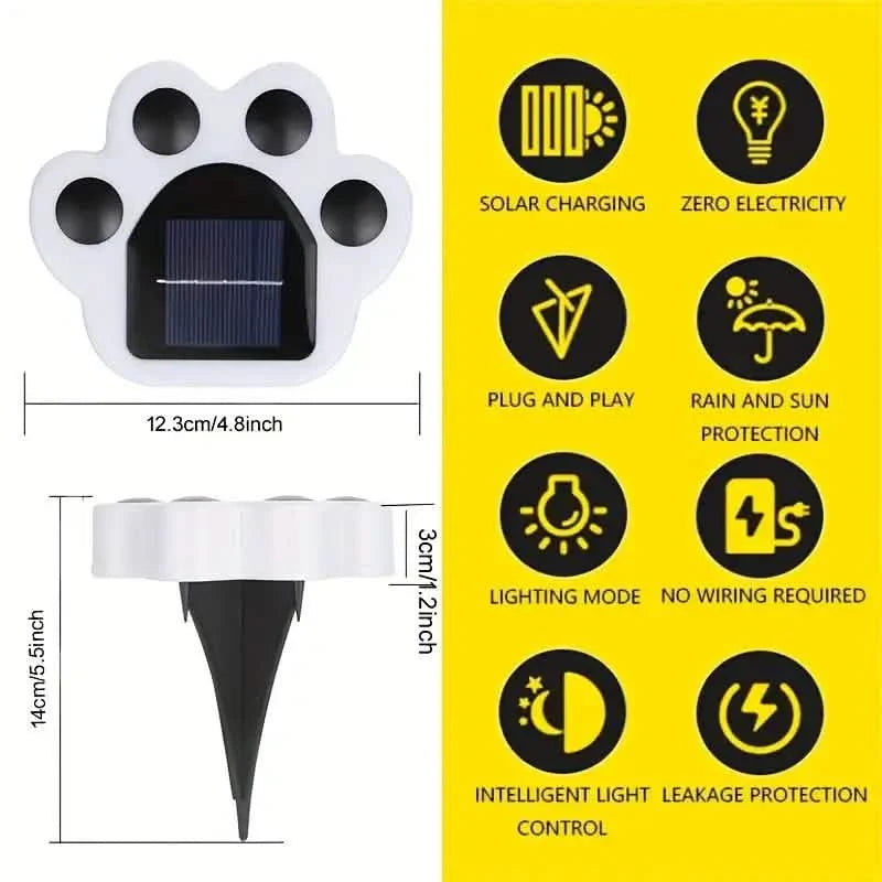 4-Pieces: Cute Paw-Shaped Solar Lawn Lights by DailySale
