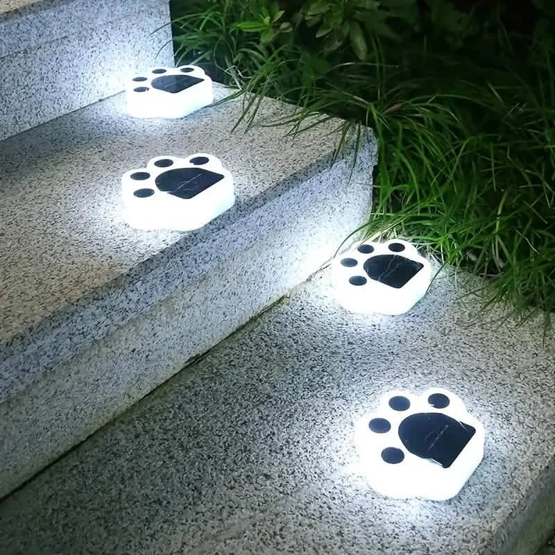 4-Pieces: Cute Paw-Shaped Solar Lawn Lights by DailySale