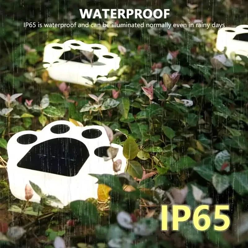 4-Pieces: Cute Paw-Shaped Solar Lawn Lights by DailySale