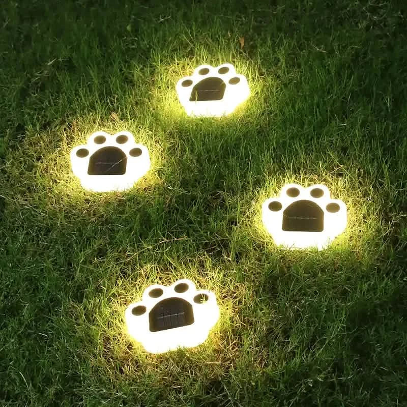 4-Pieces: Cute Paw-Shaped Solar Lawn Lights by DailySale