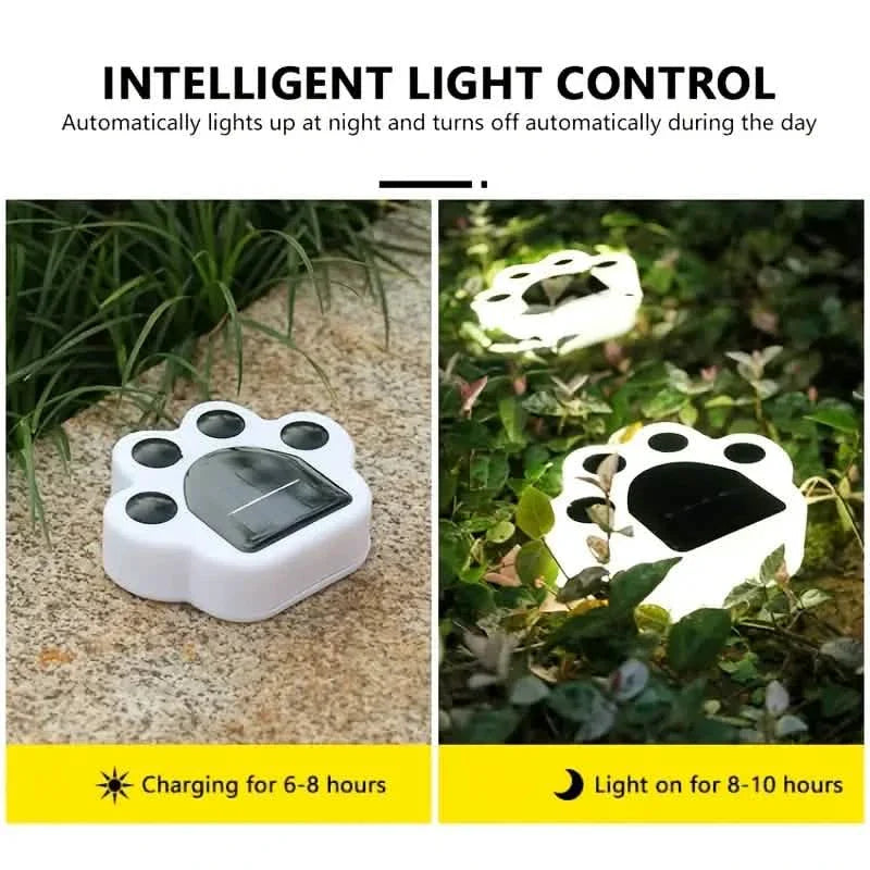 4-Pieces: Cute Paw-Shaped Solar Lawn Lights by DailySale