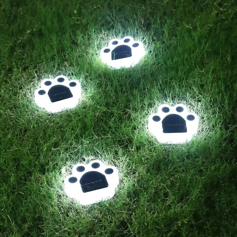 4-Pieces: Cute Paw-Shaped Solar Lawn Lights by DailySale