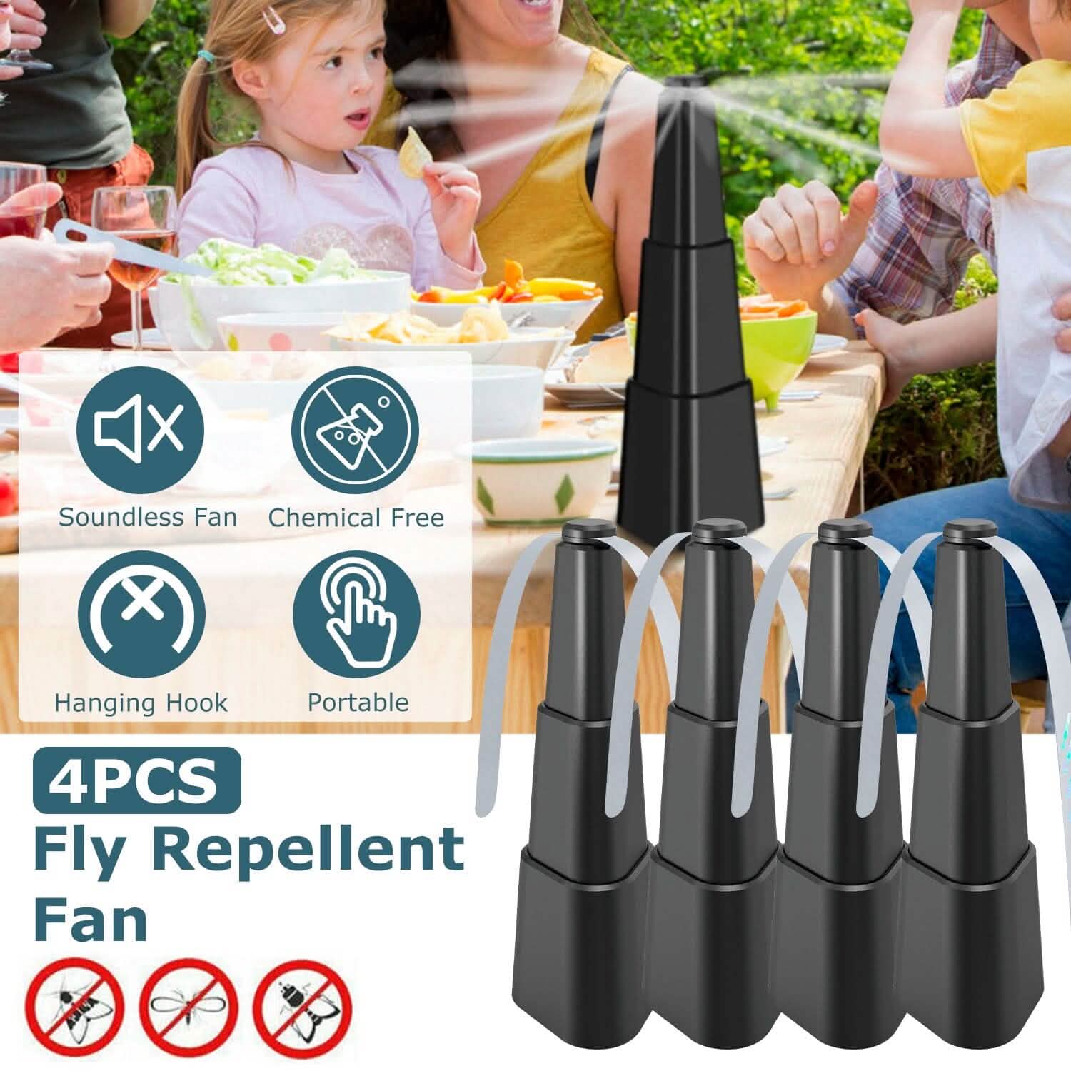 4-Pieces: Fly Repellent Fan Table Top Battery Powered Bug Deterrent by DailySale