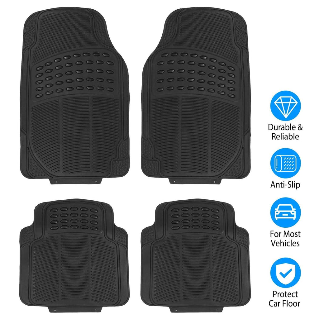4-Pieces: Heavy Duty PVC Rubber Automotive Floor Mats with Trimmable Design by DailySale