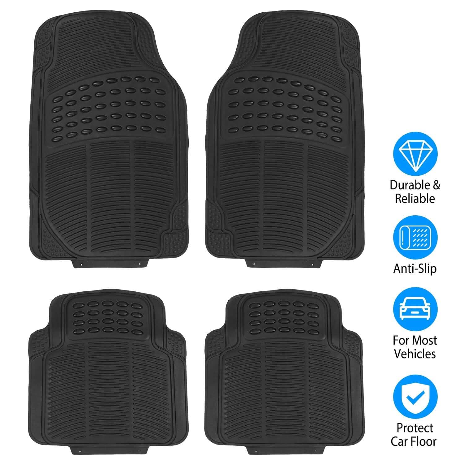 4-Pieces: Heavy Duty PVC Rubber Automotive Floor Mats with Trimmable Design by DailySale