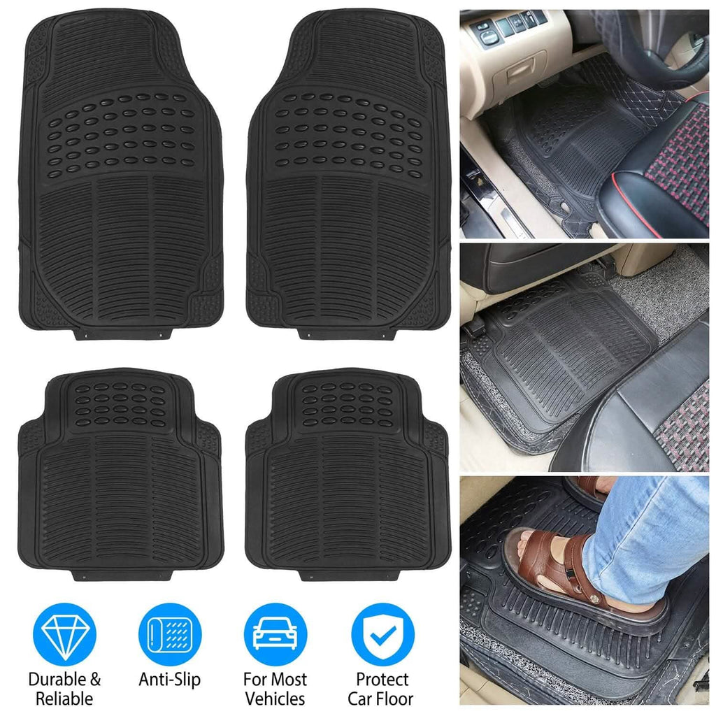 4-Pieces: Heavy Duty PVC Rubber Automotive Floor Mats with Trimmable Design by DailySale