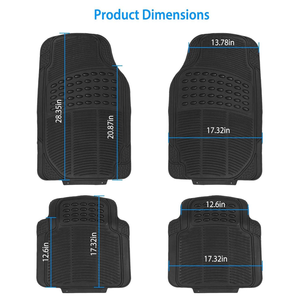 4-Pieces: Heavy Duty PVC Rubber Automotive Floor Mats with Trimmable Design by DailySale