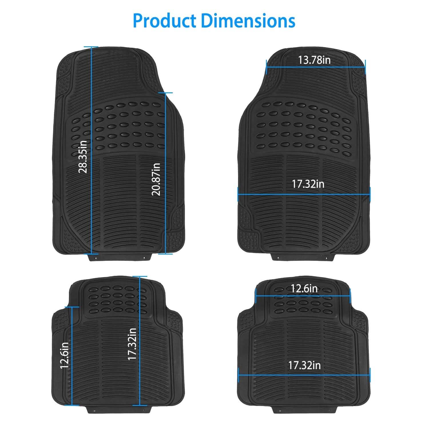 4-Pieces: Heavy Duty PVC Rubber Automotive Floor Mats with Trimmable Design by DailySale