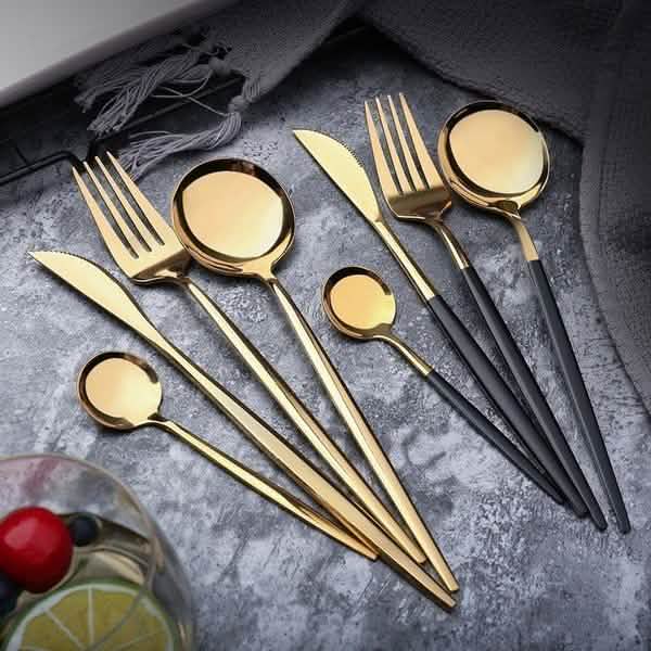 4-Pieces: Mirror Polish Dinnerware Set Stainless Steel Cutlery Set Flat Tableware by DailySale