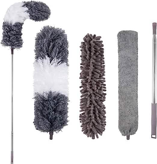 4-Pieces: Reusable Bendable Dusters with Extension Pole by DailySale