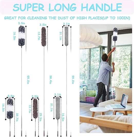 4-Pieces: Reusable Bendable Dusters with Extension Pole by DailySale
