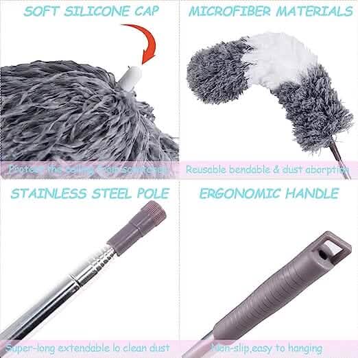 4-Pieces: Reusable Bendable Dusters with Extension Pole by DailySale