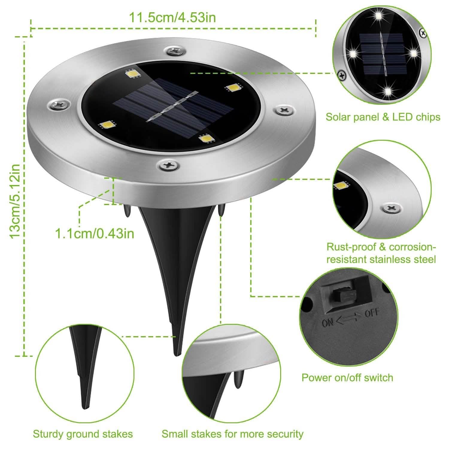 4-Pieces: Solar Waterproof Ground Light by DailySale